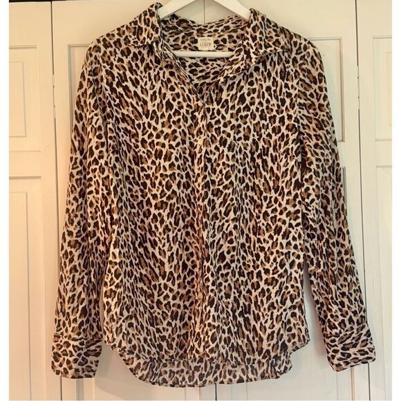 J.Crew cotton leopard collared button down size small - Picture 10 of 12